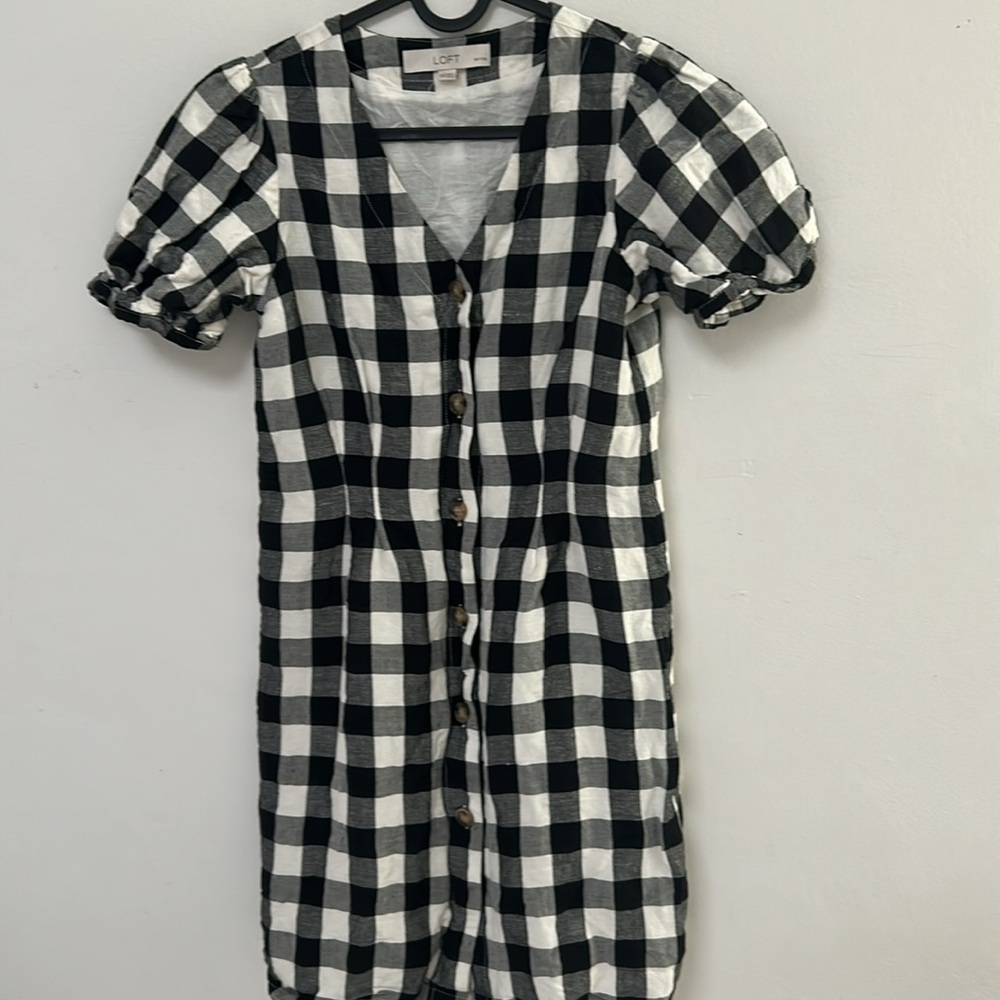Like New Loft Plaid Mini Dress -00P - Picture 3 of 4